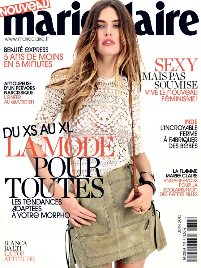 Обзор летних обложек глянцевых журналов 2013: Bianca-Balti-by-René-Radka-for-Marie-Claire-France-June-2013-650x866