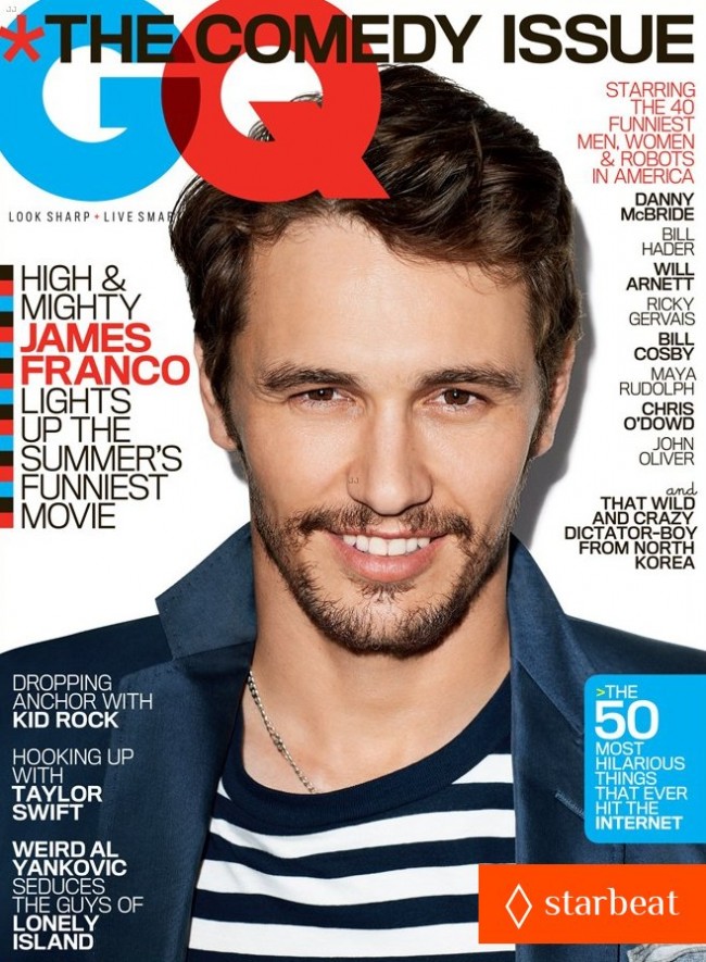 Обзор летних обложек глянцевых журналов 2013: James-Franco-Covers-‘GQ’-Magazine’s-Comedy-Issue-June-2013-650x885