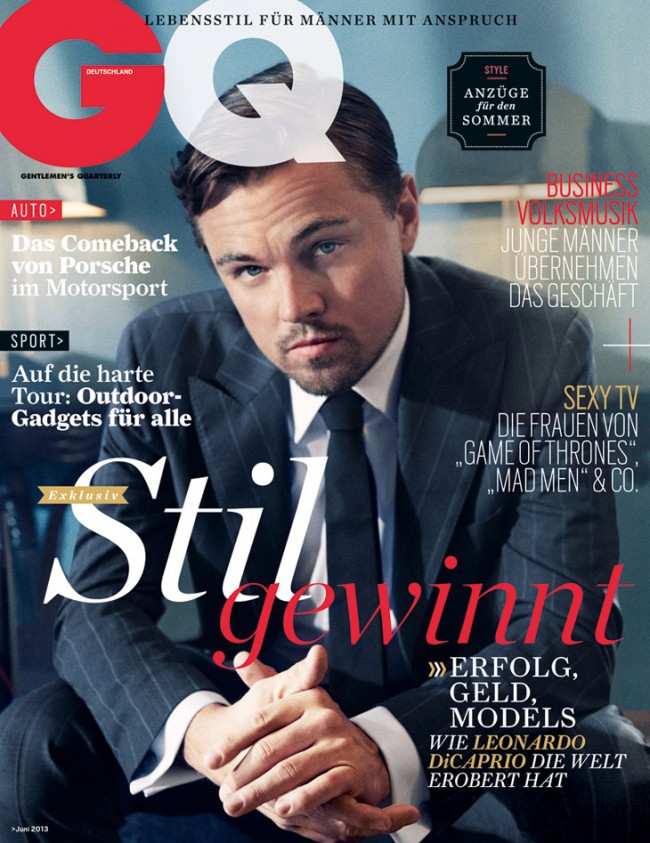 Обзор летних обложек глянцевых журналов 2013: Leonardo-DiCaprio-for-GQ-Germany-June-2013-650x843