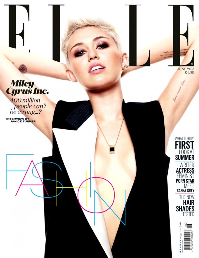 Обзор летних обложек глянцевых журналов 2013: Miley-Cyrus-by-Jan-Welters-for-Elle-UK-June-2013-650x842