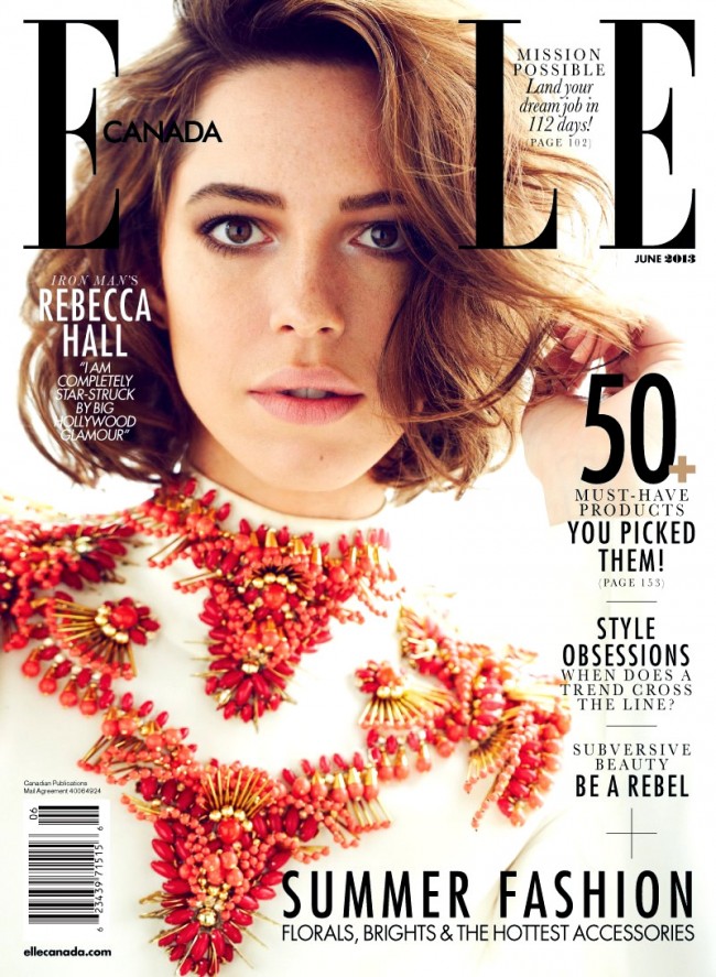 Обзор летних обложек глянцевых журналов 2013: Rebecca-Hall-by-Max-Abadian-for-Elle-Canada-June-2013-650x887