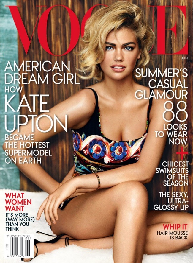 Обзор летних обложек глянцевых журналов 2013: kate-upton-12_vogue-650x883